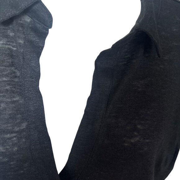 Banana Republic 100% Linen Collared Tee Black Color Size Large - Picture 3 of 11